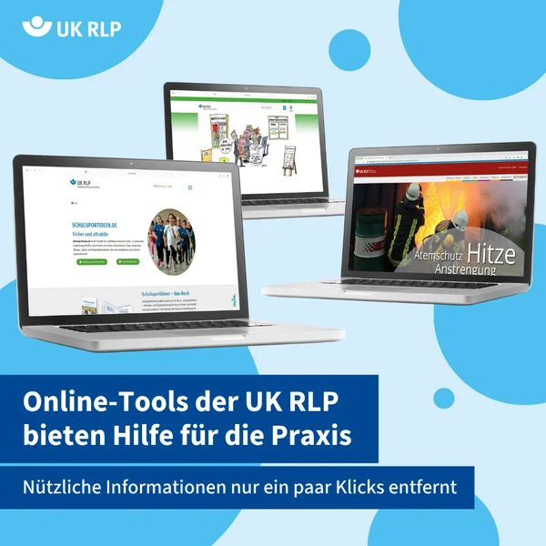 3 Laptops zeigen was aus der Unfallkasse 